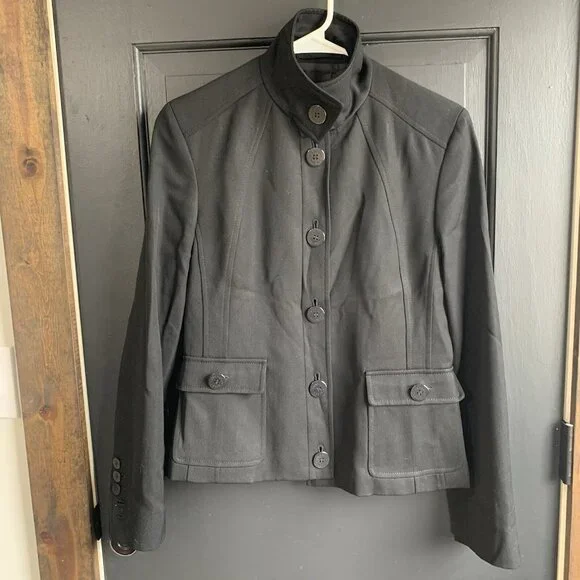 Burberry London 100% Wool Single Breasted Jacket Black Size 8 Black - Picture 3 of 14